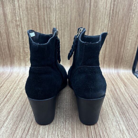 CROCS Leigh Black Suede Wedge Ankle Chelsea Boot Bootie Women’s Size 9.5 - Picture 4 of 9